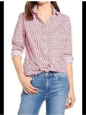 GRAYSON THE HERO BUTTON DOWN RED POPPY FLORAL FRANK EILEEN WOMENS SZ 04 LARGE